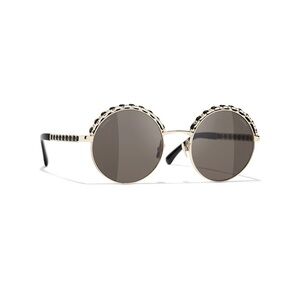 NEW CHANEL ROUND SUNGLASSES WITH CHAIN TRIM DETAIL